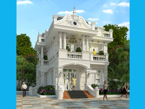Biệt thự 2 tầng cổ điển màu sắc trang nhã, tinh tế 