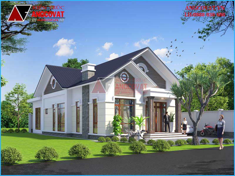 Mẫu biệt thự vườn trệt hiện đại sân vườn rộng