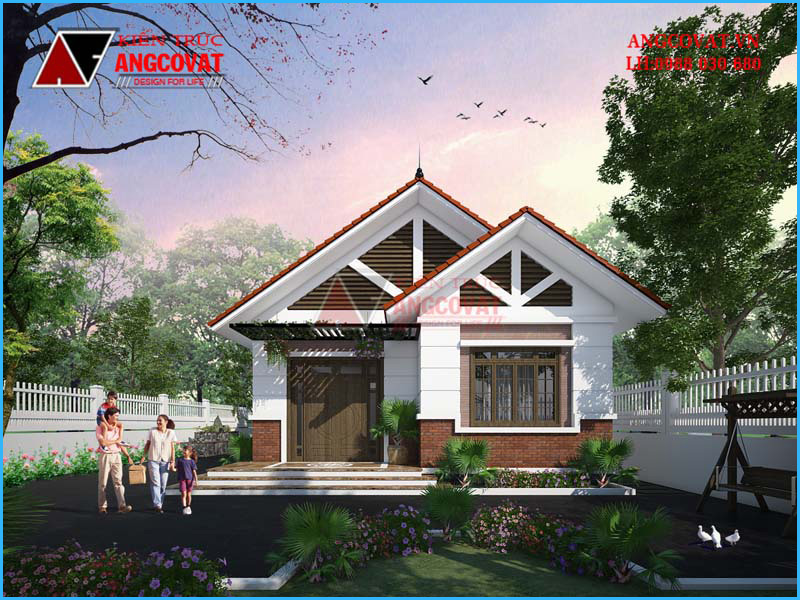 Mẫu biệt thự vườn trệt hiện đại mái ngói