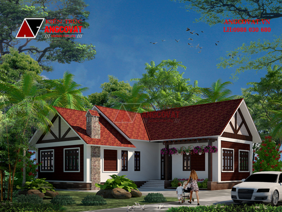 Mau nha cap 4 mai lech hình chữ L diện tích 170m2 