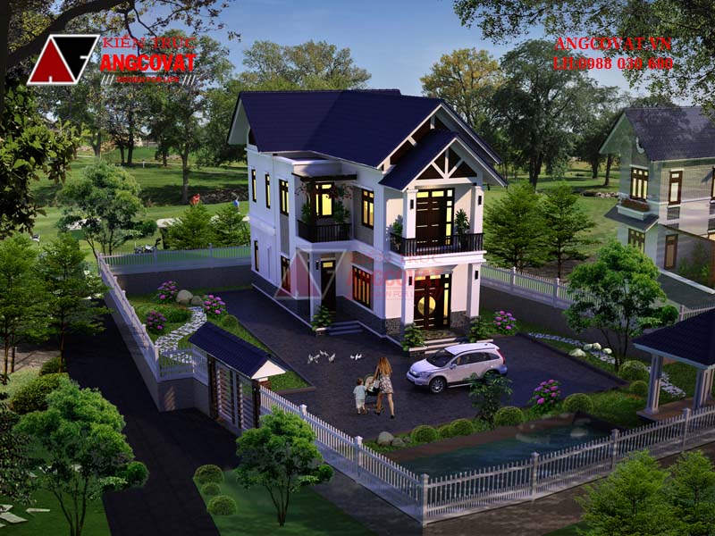 Mẫu nhà biệt thự mặt tiền 6m mái thái đẹp