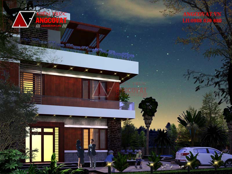 Gạch ốp tường mang đến sự thú vị cho mẫu nhà ống 10x15m