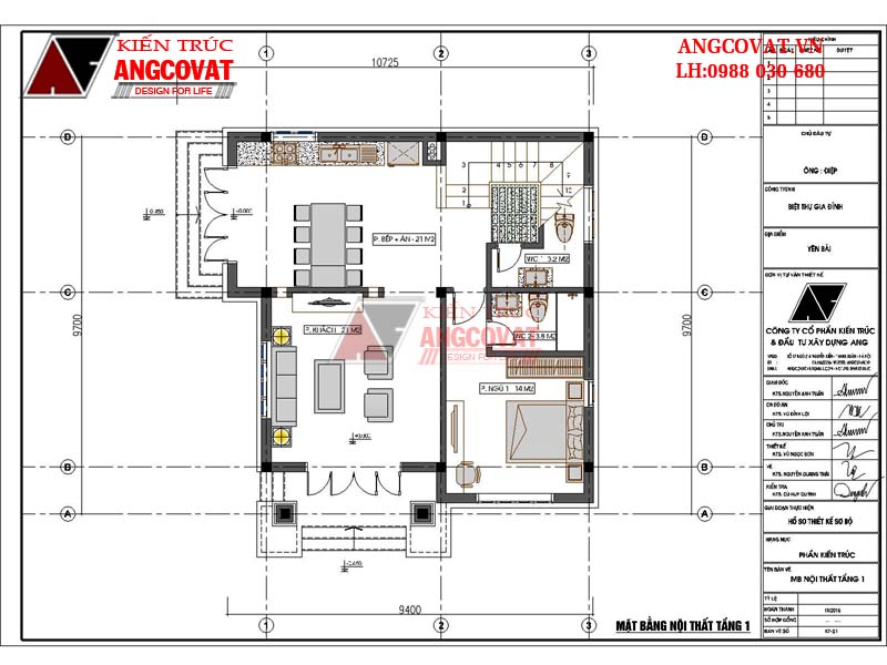 Bản vẽ tầng 1: Các mẫu nhà vuông 2 mái thái đẹp tầng tiện nghi