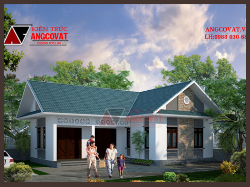 Mẫu thiết kế nhà cấp 4 chữ l đơn giản đẹp 2 phòng ngủ 