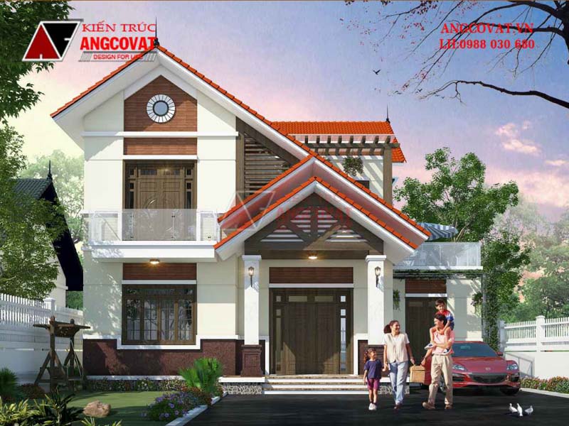 Mặt tiền đẹp, trang trí hiện đại trong thiết kế nhà biệt thự 2 tầng
