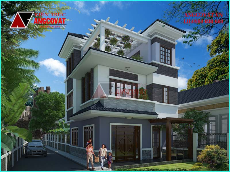 nhà 1 trệt 1 tầng 1 sân thượng tân cổ điển 