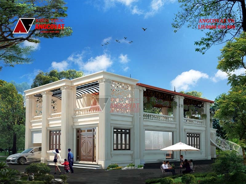 Thiết kế nhà 2 tầng kinh doanh quán cafe ở tầng 2 xây dựng theo phong cách hiện đại