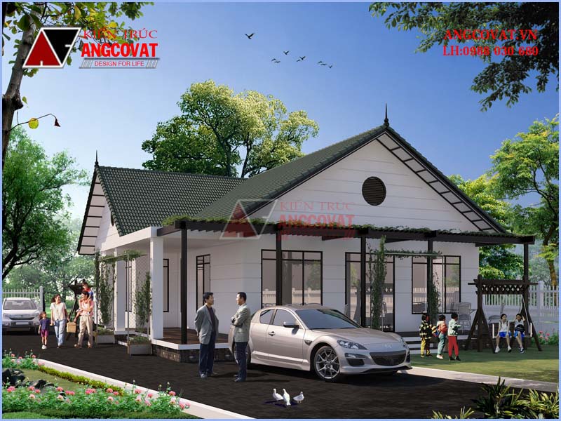 nhà biệt thự 1 tầng kiến trúc đơn giản đẹp