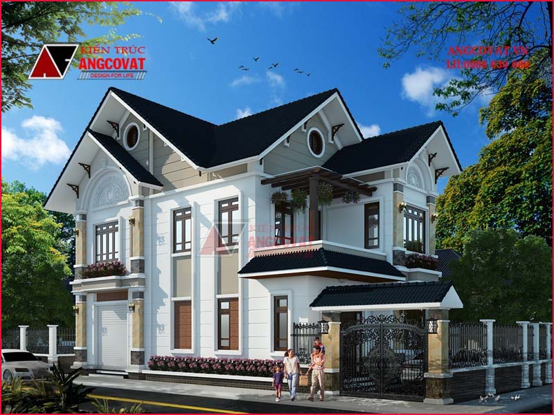 kiến trúc nhà lầu đơn giản mái thái