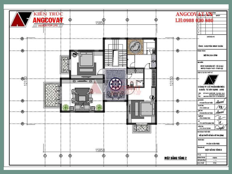 Nội thất tầng 3 nhà 3 tầng 150m2 5 phòng ngủ 