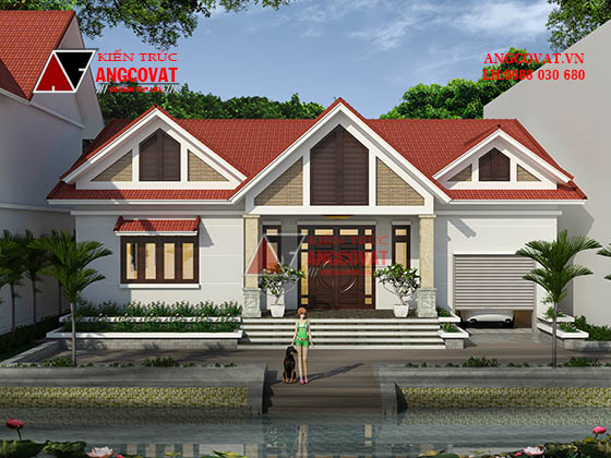 Mẫu thiết kế nhà ở đẹp kết hợp với gara để xe 
