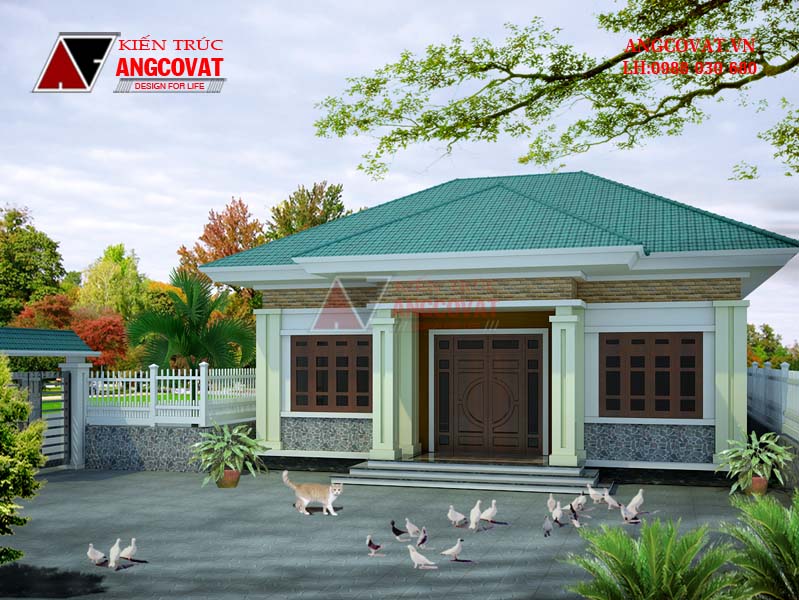 Mẫu thiết kế nhà cấp 4 hình vuông 10x10m diện tích 100m2 3 phòng ngủ ở Mẫu Thiết Kế Nhà Cấp 4 Hình Vuông 10X10M Diện Tích 100M2 3 Phòng Ngủ Ở