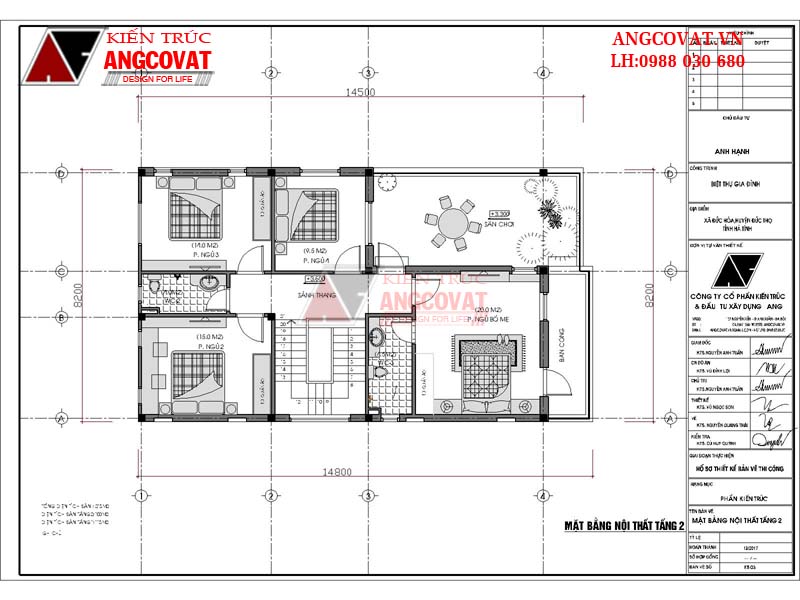 mẫu nhà 2 tầng mái thái 5 phòng ngủ