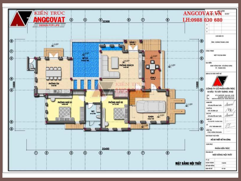 Thiết kế mặt bằng công năng tầng 1 nhà cấp 4 có tầng hầm nổi đẹp 200m2 