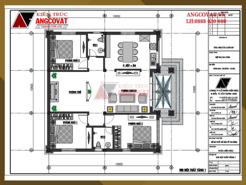Thiết kế mặt bằng nhà cấp 4 hình vuông 10x12m