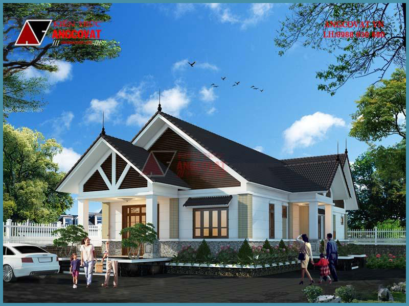 nhà cấp 4 150m2 4 phòng ngủ hiện đại mái thái