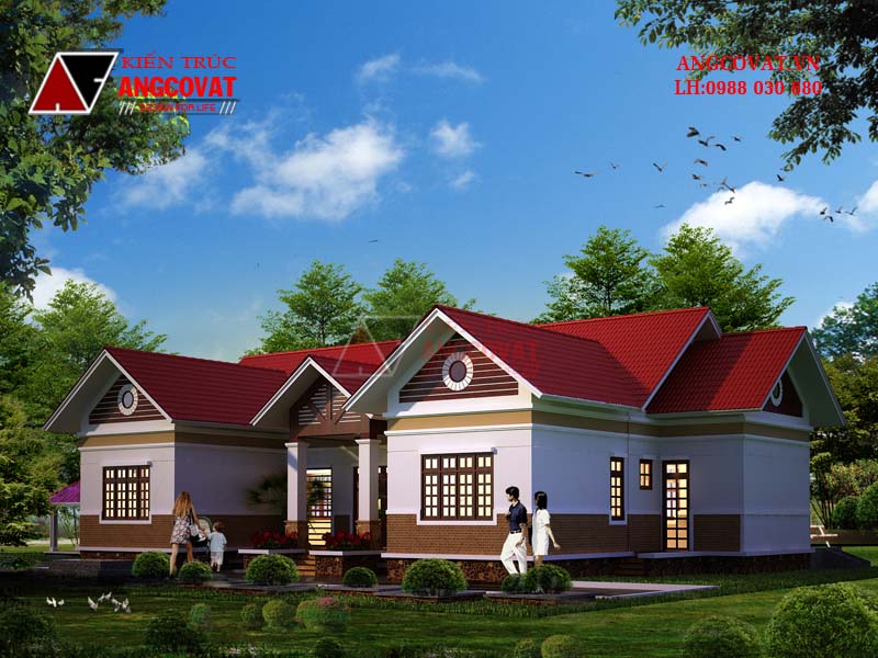 Thiết kế nhà diện tích 200m2 1 tầng phong cách đồng quê kinh phí 1.5 tỷ