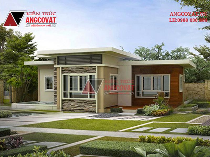 Cách bố trí ngoại thất tiện nghi của mẫu nhà 1 tầng có 3 phòng ngủ đẹp hiện đại