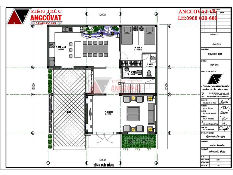 Mặt bằng tổng thể bản vẽ hóa giải phong thủy nhà chữ l 5 phòng ngủ