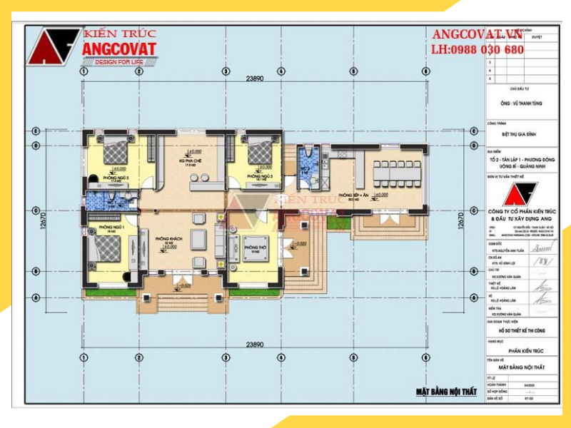 Tư vấn mặt bằng công năng nhà 1 tầng mái thái 200m2 