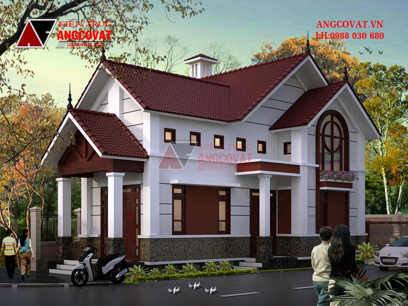 Phối cảnh tư vấn thiết kế nhà ở quê 1 tầng cấp 4 có gác lửng đẹp diện tích 70m2