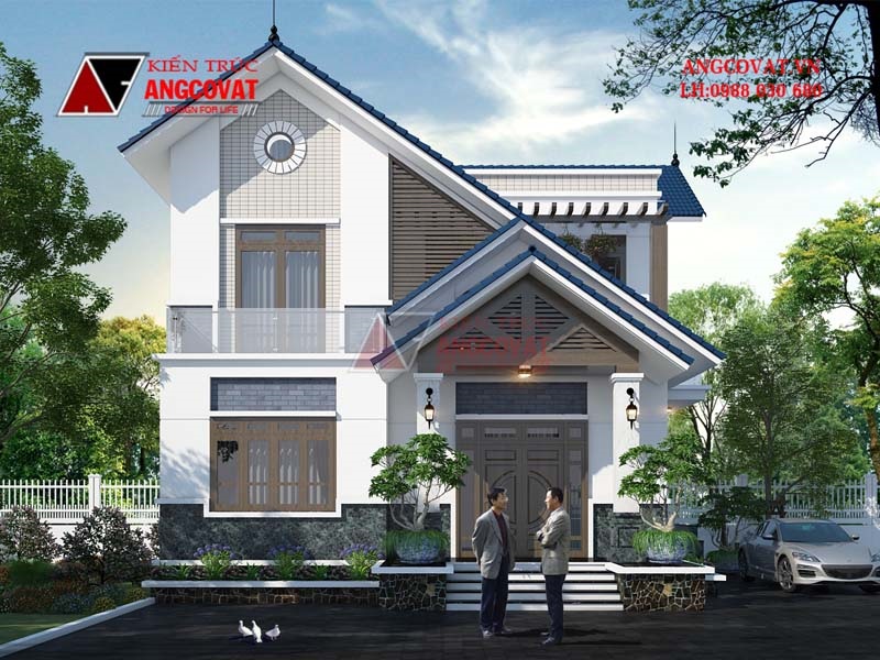 Mặt tiền mẫu nhà 2 tầng 4 phòng ngủ 1 phòng thờ đẹp