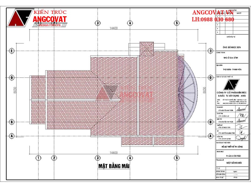 Thiết kế nhà 1 tầng diện tích 70m2 3 phòng ngủ mái thái ở quê 2 mặt tiền - Mặt bằng mái