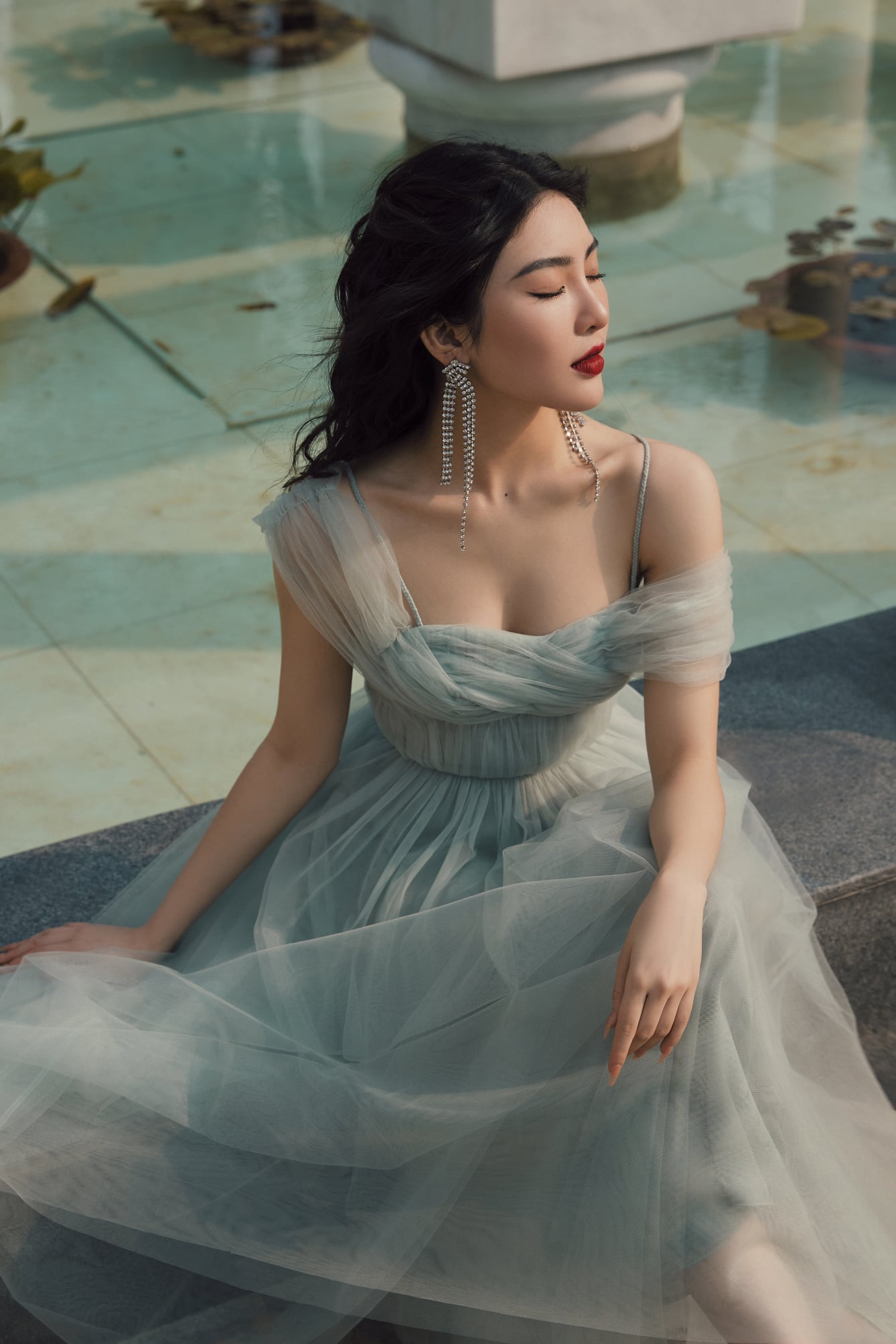 Hblove353 - Blue Valentine Lace Dress | Huong Boutique