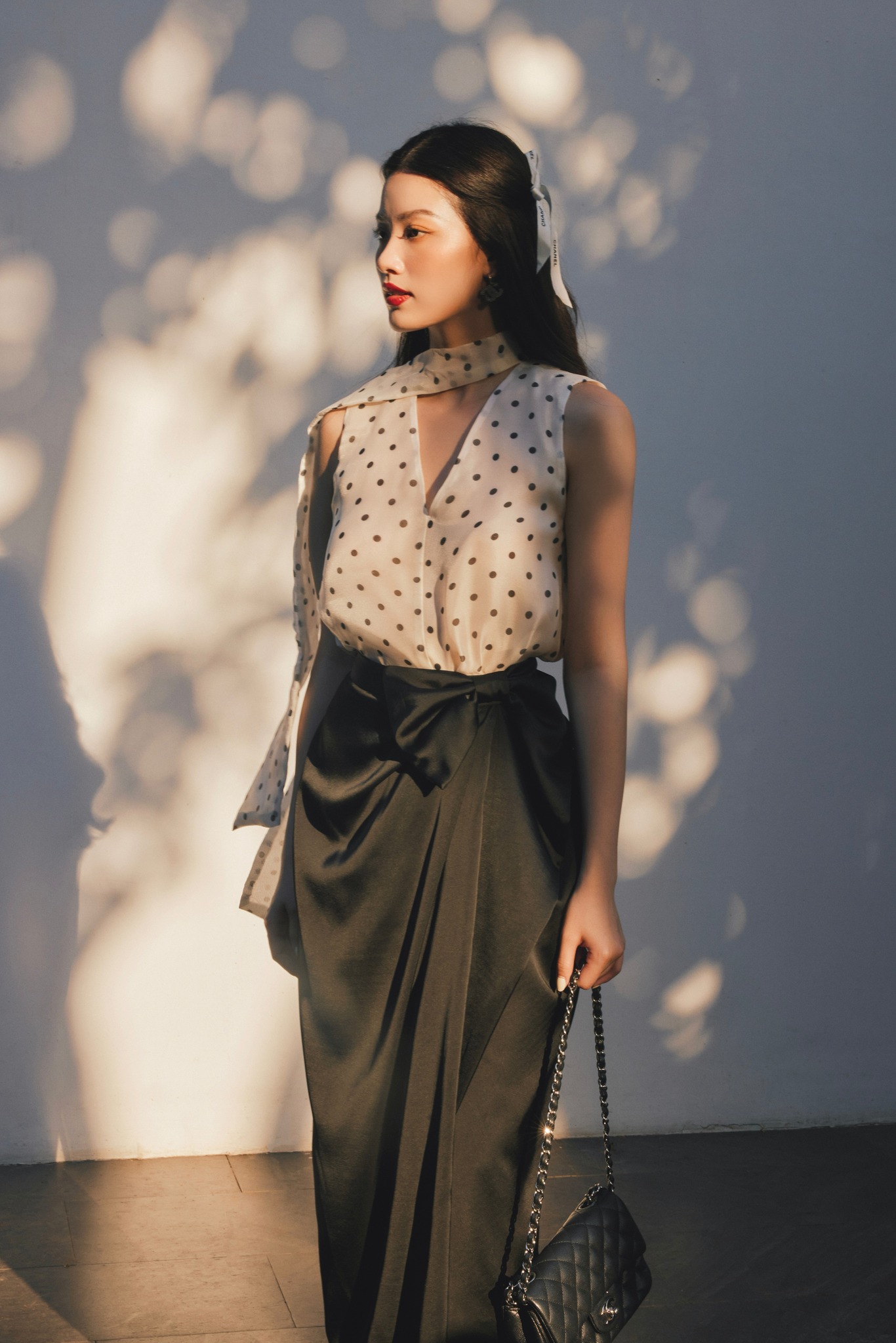 Chân váy công sở màu kem xếp ly CV06-20 | Thời trang công sở K&K Fashion