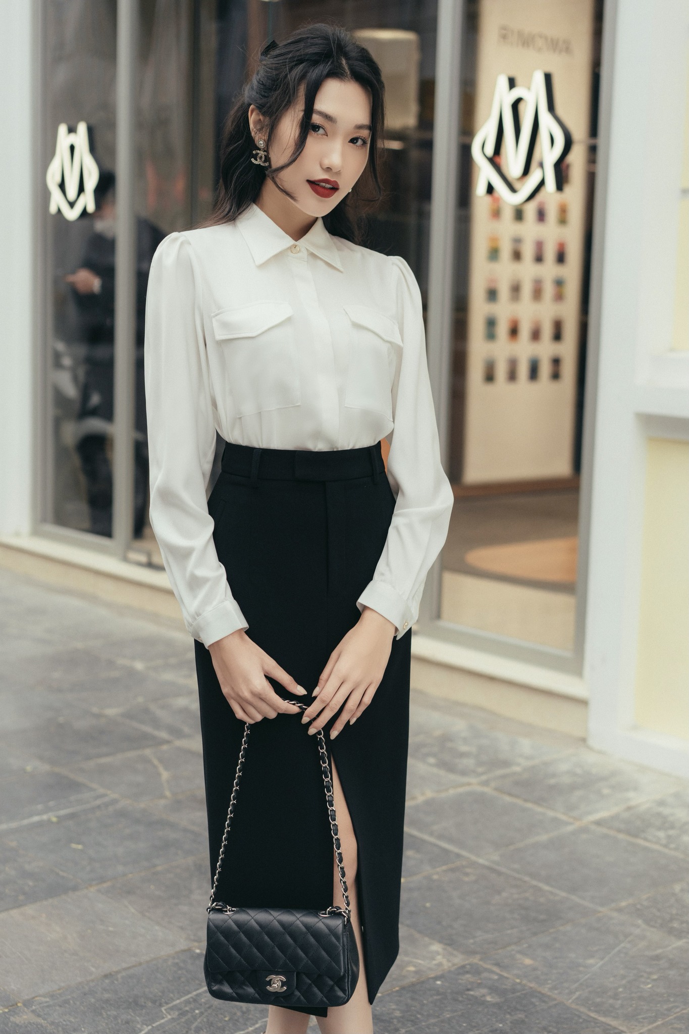 Chân váy da dáng dài có đai xẻ tà trước | Shopee Việt Nam