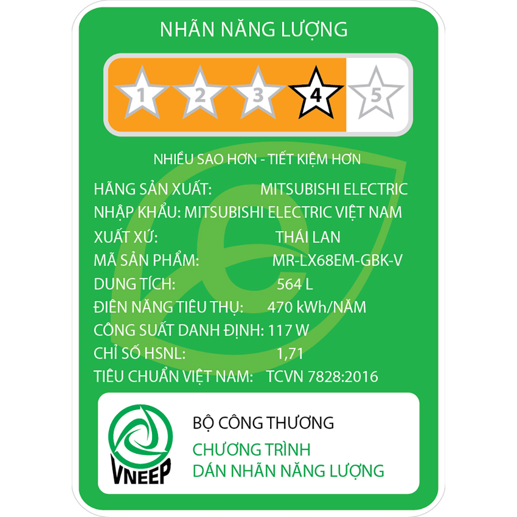 Tủ lạnh Mitsubishi Electric Inverter 555 lít MR-LX68EM