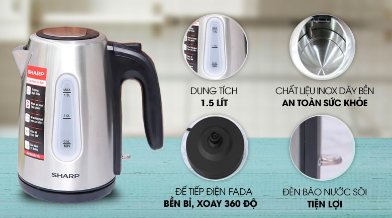 Bình đun siêu tốc Sharp 1.5 lít EKJ-15EVS