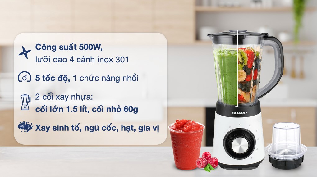 Máy xay sinh tố đa năng Sharp EM-S155PV-WH