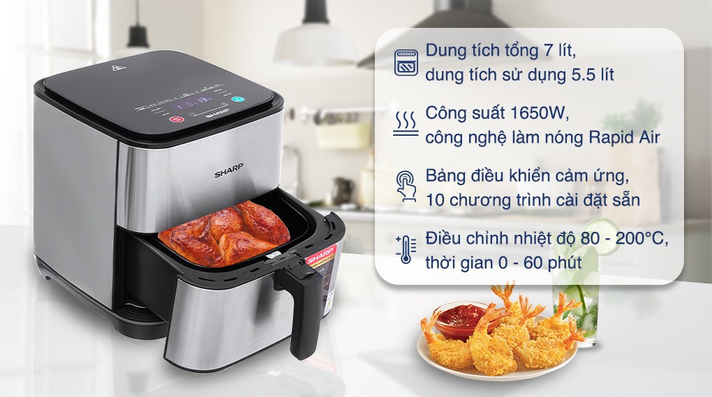 Nồi chiên không dầu Sharp KF-AF70EV-ST