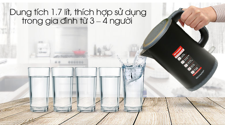 Bình đun siêu tốc Sharp 1.7 lít EKJ-17EVPS-BK
