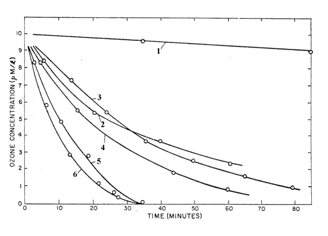 Ozone phân hủy trong các loại nước khác nhau