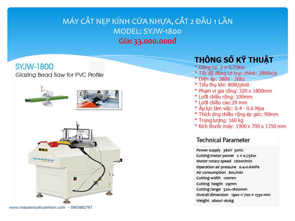 Máy cắt nẹp kính cửa nhựa, hiệu Maxicut