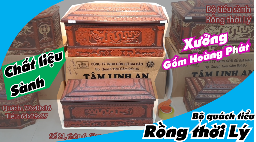 Bộ tiểu sành Rồng thời Lý cao cấp - Xưởng tiểu quách sành Bát Tràng Hoàng Phát 0918.482.648