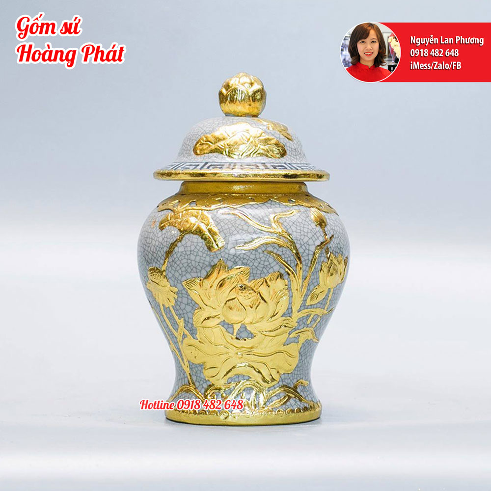 đồ thờ cúng bằng gốm sứ dát vàng
