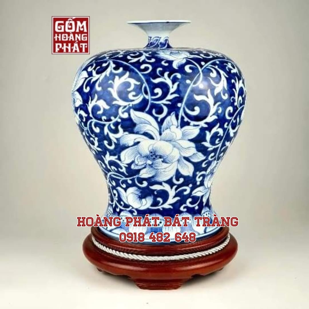 Bình tích lộc hoa sen băng xanh cao cấp