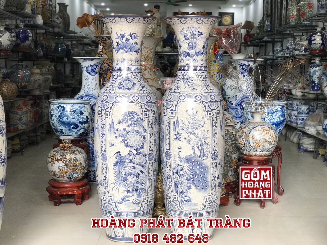 Lộc bình sứ Bát Tràng Tứ quý Xuân Hạ Thu Đông men rạn kỹ 1m75 LBMR49 3