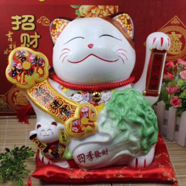 Mèo thần tài may mắn MANEKI NEKO 33cm SP4898 (kèm sạc và điện)