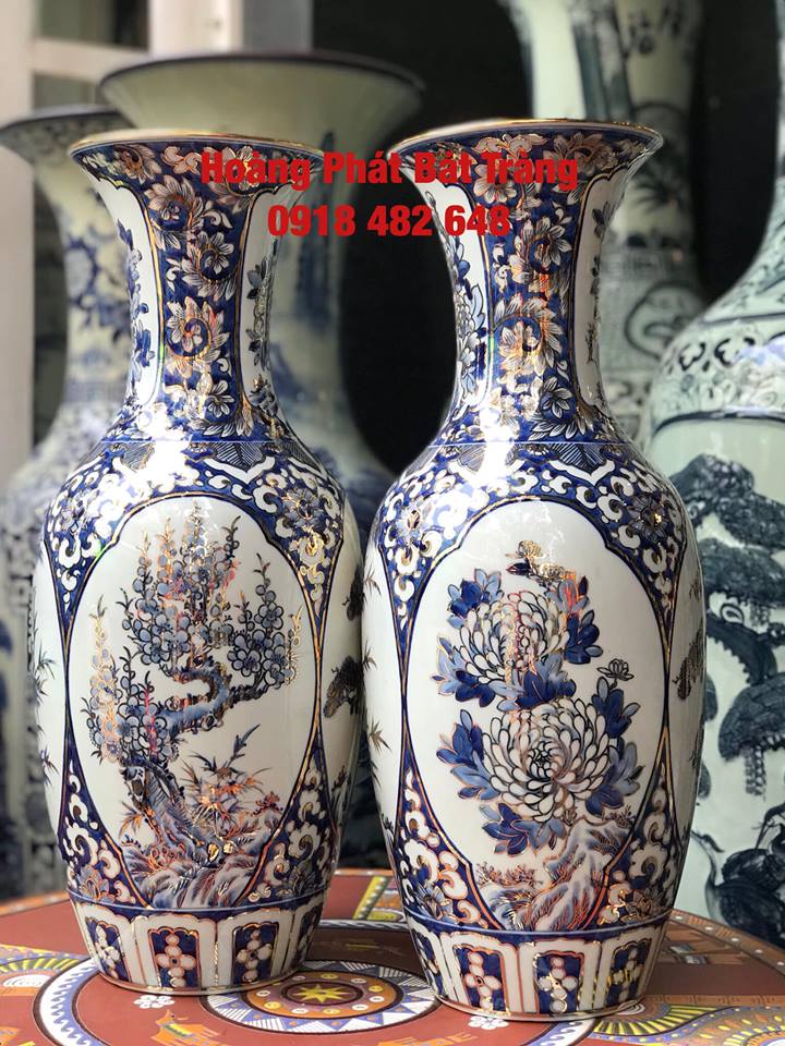 Tiểu lộc bình tứ cảnh vẽ vàng kim cao cấp Bát Tràng SP4835 1