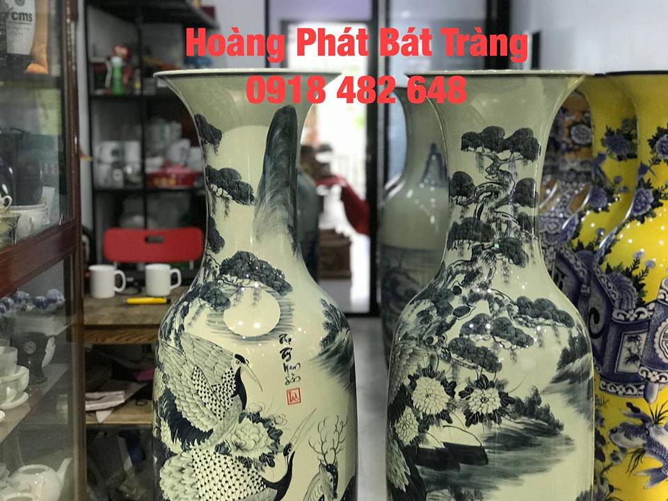 Lộc bình sứ Bát Tràng Tùng Hạc cao cấp Bát Tràng 1.6m 9749