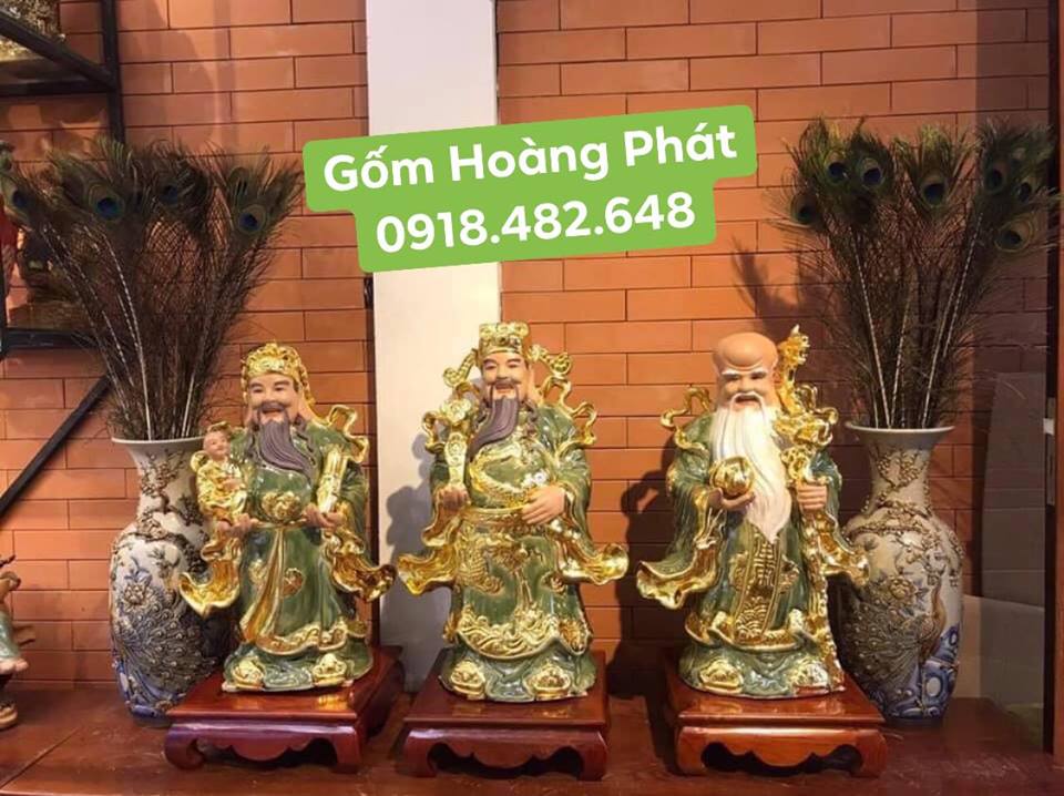 Bộ tam đa Phúc Lộc Thọ dát vàng chất nhất Bát Tràng SP4881 1