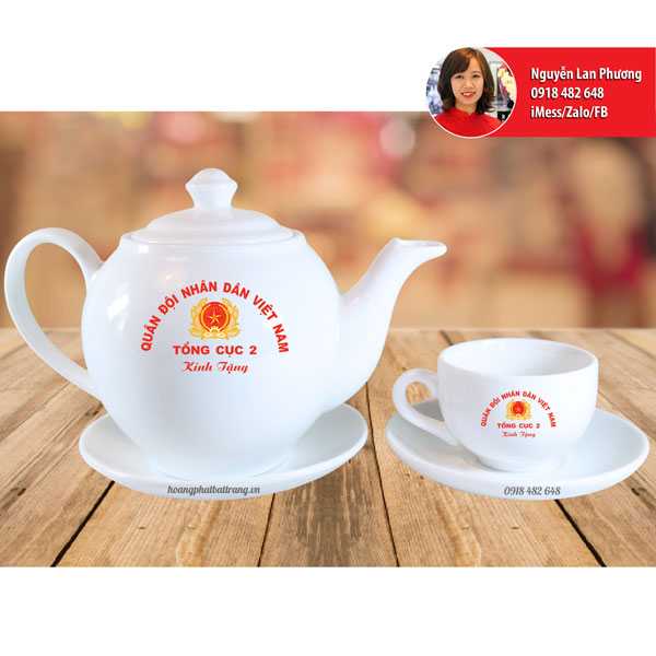 Ấm chén in ấn logo Quân đội nhân dân Việt Nam