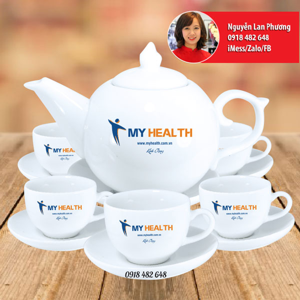 Ấm chén in logo dáng Bưởi My health