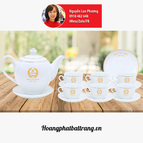 ấm chén bát tràng in logo cho tổng cục thuế Việt Nam