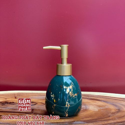 Bình Gốm Đựng Dầu Gội  Sữa Tắm Họa Tiết Vân Đá Cẩm Thạch dáng trứng