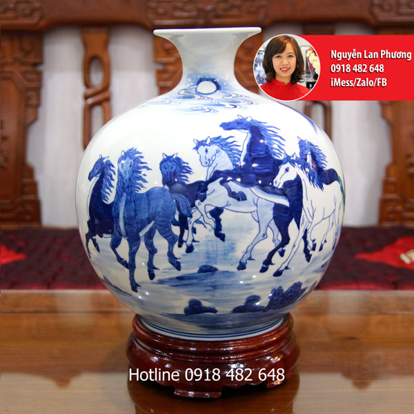 Bình hút lộc Bát mã cao 35cm - SP836